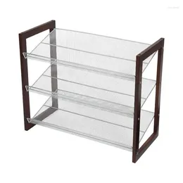 Storage Boxes Ventilated 3-Tier Mesh Shelf Stackable Shoe Rack