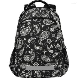 Backpack Ornament Paisley Bandana Print Black Purse Personalised Laptop Notebook Tablet School Bag Stylish Casual Daypack