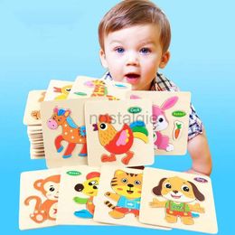 Intelligence toys New 15x15cm Baby Montessori Toys 3D Wooden Puzzle Cartoon Animal Vehicle Jigsaw Board Educational For Children 24327