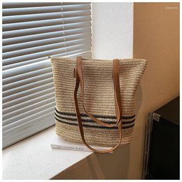 Evening Bags 2024 Summer Big Beach Straw For Women Bucket Woven Handbags Travel Shopper Casual Resort Style Shoulder Bag