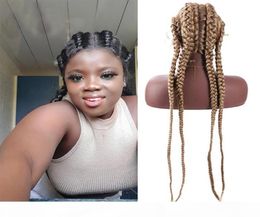 Long Length Braided Wigs Synthetic Lace Front Wig for Black Women Cornrow Braids Lace Wigs with Baby Hair Box Braid Wig 613 Color3075772