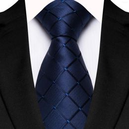 Bow Ties Silk Plaid Tie Dark Blue Black Wine Red Men's Office Business Wedding Formal High-Grade Gift Gravata