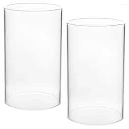 Candle Holders 2 Pcs Clear Open Ended Shades Glass Cylinder Holder Cylinders Lamp Dinner Table Decor Decorate Covers