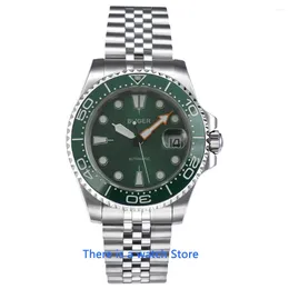 Wristwatches 40mm Green Dial Miyota Mens Automatic Watch Date Indicator Sapphire Glass Luminous Waterproof Wristwatch Men