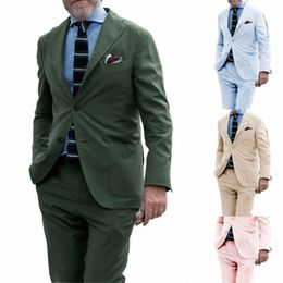 tailor Made Man Summer Casual Suit Costume Homme 2 Piece Slim Fit Trouser For Men Notch Lapel Smart Busin Male Clothing r9pd#