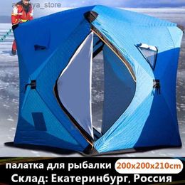 Tents and Shelters Warm Winter Ice Fishing Tent Large Space Three Thick Cotton Outdoor Camping Windproof and Snow proof Family Travel24327