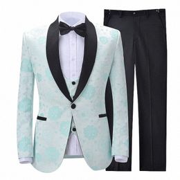 new Men Suits For Wedding Patterned Suits Shawl Lable Formal Soft Groom Tuxedo for Party 2 Piece Marriage Blazer+Pants D3PN#