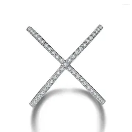 Cluster Rings Fashion For Women Letter X Shape Ring Zirconia Wedding Wen Anel