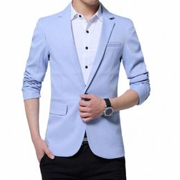 men Office Coat Men's Slim Fit Busin Style Suit Coat with Single Butt Closure Lg Sleeve Mid Length Cardigan for Work 20dV#