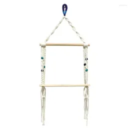 Tapestries Bohemian Macrame Tapestry Hand Made Wall Hanging Shelf Weaving Cotton With Storage Wooden Rack Plant Holder