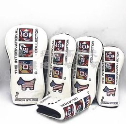 flag Headcover White design Driver 3and5wood Hybrid putter Golf headcover Contact us to view pictures with LGOO