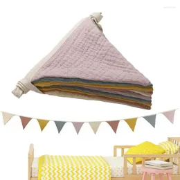 Party Decoration Triangle Bunting Banner Pennant Washable Cotton Fabric Garlands For Living Room And