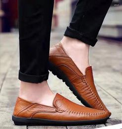 Casual Shoes Men Leather Soft Mens Loafers Moccasins Breathable Slip On Black Driving Plus Size 39-44