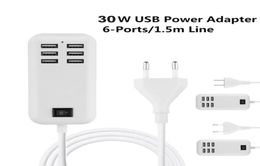 30W 6 Ports USB Wall Socket Charger 6 HUB Fast Charging Extension Power Adapter for Cell Phone Tablet4957647