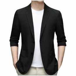 men's Fi Spring And Summer Casual Short Sleeved Lapel Thin Suit Tops Ultra Thin Breathable Jacket u61l#