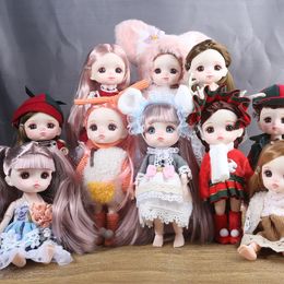 smile Face 16cm BJD Doll 13 Joint Dolls Cute Round Smile Little Girl Make Up Toy Gift for Birthday 240313