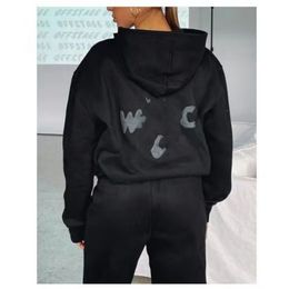 White Foxx Tracksuits Women Hoodie Sets Two Piece Long Sleeve Polyester Pullover Pants Hooded Casual Loose Fitting Clothing Hoodies Pants Outfit Sweatshirts 784