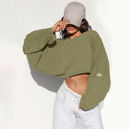 Kvinnors designer Sweatshirt mode Kort fast färg Kvinnors avslappnade långärmade löst passande populära höst- och vinterstilar