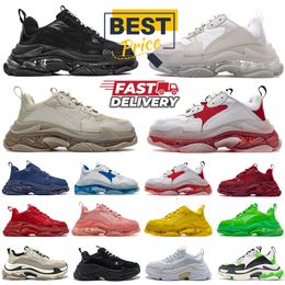 S Designer Triple Shoes Clear Sole Platform Shoe Black White Grey Red Pink Blue Royal Neon Yellow Green Tennis Trainers Sneakers for Men and Women