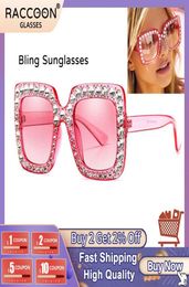 Sunglasses Shining Diamond Women Square Sparkly Crystal Eyewear Flash Rhinestones Sun Glasses Female Bling Mirror Brand Design5434848