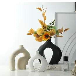 Vases Irregular Ceramic Frosted Vase Modern Dried Flower Arrangement Home Decoration Living Room Office Desktop Crafts