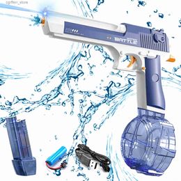 Gun Toys Electric water gun desert eagle light automatic spray gun with a range of up to 32 feet outdoor summer toy for childrens swimming pool240327