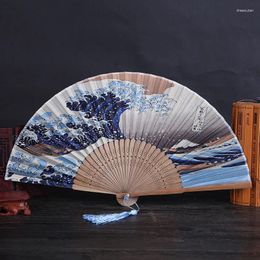 Decorative Figurines Japanese Flowers Silk Hand Fan Beautiful Retro Landscape Surface Folding Bamboo Wedding Xmas Party Favours Gifts To