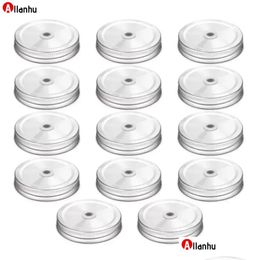 Drinkware Lid New Sealing Mason Jar Er Metal Caps Leakproof Tin Lids Wide-Neck Jars Collection Bottles Glass Storage Bottle St Hole Dr Dhzix