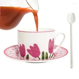 Cups Saucers Tea And China Coffee Cup Set With Saucer Ceramic Tulip Porcelain For Milk Drinks