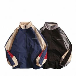 men Varsity Jacket Hip Hop Patchwork Colour Block Windbreaker Coats Men Spring Autumn Korean Streetwear Thin College Jackets M7Aq#