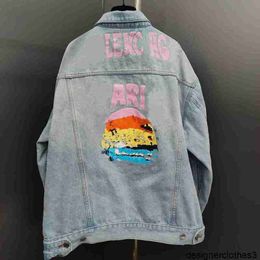 Designer Correct version BL Home 24 denim jacket fashionable and versatile OS loose fit denim for both men and women Y9RW