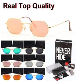 9 Colours classic Octagonal sunglasses men women Brand Designer mirror uv400 glass lens with original box packages accessories e5926198