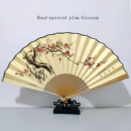 Decorative Figurines Easy Portable Men's Folding Fan Jade Bone Silk Fabric Wedding Craft Gift Hand-cranked Home Decoration 8 Inch Ornaments