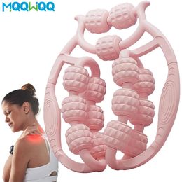 360° Massager Leg Muscle Relaxation Roller Ring Clamp Leg Massage Stick Yoga Body Shaping 15 Wheels Fitness Device for Sports 240323