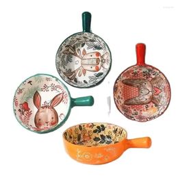 Bowls Handle Ceramic Bowl Forest Animal Creative Restaurant Household Flower Home Decoration Salad