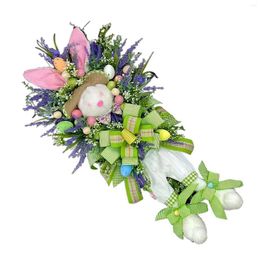 Decorative Flowers Spring Easter Wreath Rustic Farmhouse Wall Hanger Decor For Front Door Indoor