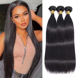 Bone Straight Bundles 1/3/4 Pcs Natural Black Women Sew in Remy Human Hair Extension Cheap Brazilian Straight Human Hair Bundles