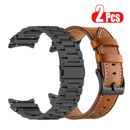 Accessories Leather Strap For Samsung Galaxy Watch 4 5 6 44mm 40mm Band Galaxy Watch 6 Classic 43mm 47mm No Gaps Metal Curved end Bracelets