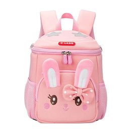 Rabbit Kids Backpack Ultra-light Spine Protection Load Reduction Kindergarten Schoolbag Primary School Cartoon Cute Bags 240318