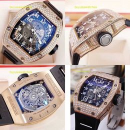 Nice Wristwatch RM Wrist Watch Collection Series Rm010 Rose Gold Rear Diamond Wrist Chronograph
