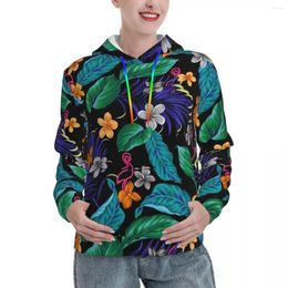 Women's Hoodies Tropical Floral Loose Womens Colourful Leaves Print Streetwear Pullover Hoodie Autumn Hip Hop Custom Hooded Shirt