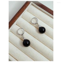 Stud Earrings Brass Natural Black Jade Drop Women Jewelry Punk Party T Show Gown Runway Korean Japan INS