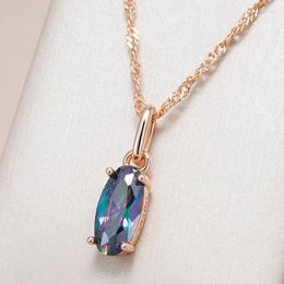 Pendant Necklaces Kienl Simple Colourful Natural Zircon Necklace Women Luxury 585 Rose Gold Colour High Quality Daily Fine Jewellery