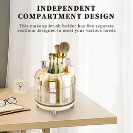 Makeup Brushes Round Brush Storage Box 7 Separate Compartments Cosmetics Organisers 360-degree Rotation Large-capacity For Home