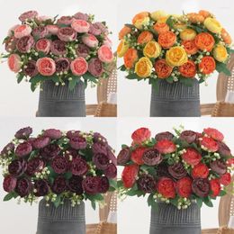 Decorative Flowers Realistic Faux Elegant Artificial Peonies Branch For Home Decor Wedding Party 7 Head Flower With Stem
