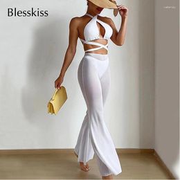 Women's Swimwear Vikionfly 3 Pieces Set Sexy Halter Bikini With Beach Pants Women Swimsuit 2024 Summer Thong Bathing Suit Beachwear