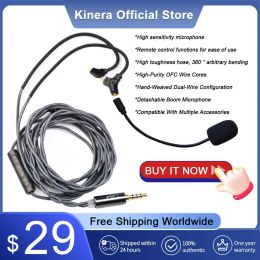 Earphones Kinera Celest RUYI Earphone Cable With Detachable Boom Microphone IEM Audio Pickup Gaming Esports Livestreaming Mic Headset