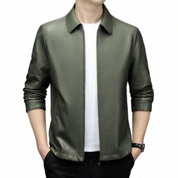 autumn New Men's Busin Casual Haining Leather Lapel High-End Korean Fi Versatile Leather Jacket Coat Men p8Nm#