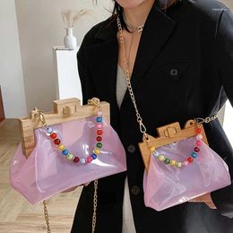 Bag Transparent Jelly Tote 2024 Summer High-quality PVC Women's Designer Handbag Chain Shoulder Messenger Travel