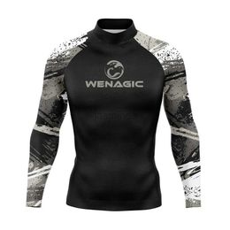 Men's Swimwear 2XS-4XL UV Protection Lycra Rashguard Men Long Sleeve Swimsuit Swim Rash Guard Quick Dry Surf Driving T Shirt For Swimming New 24327